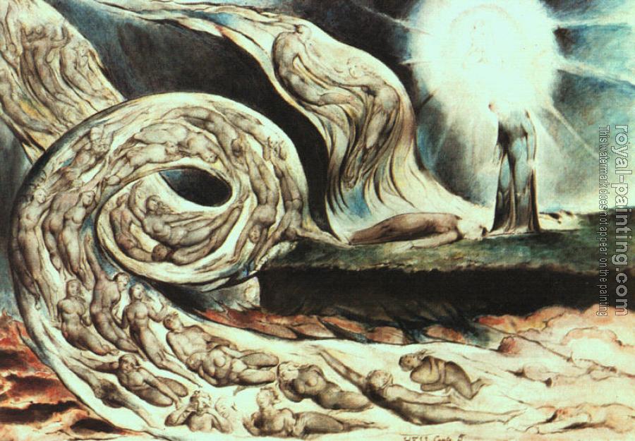 William Blake : Whirlwind of Lovers (Illustration to Dante's Inferno)